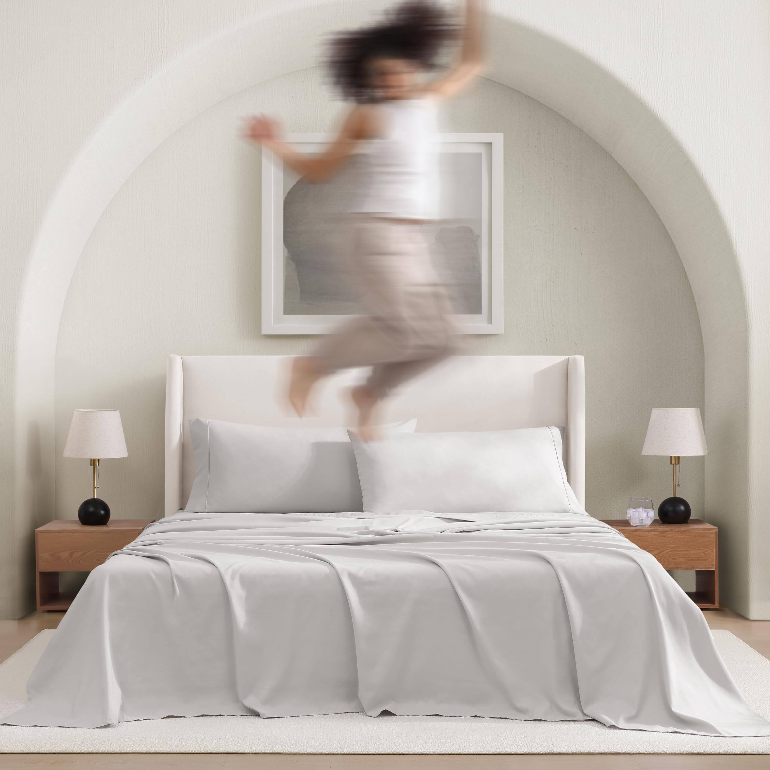 Alt View 6. Skar Audio - Cali King Sheet Set 4-piece Luxury Sheets Deep Pockets Bedding With 2 Shams Machine Washable Soft Lightweig... - Gray California King.