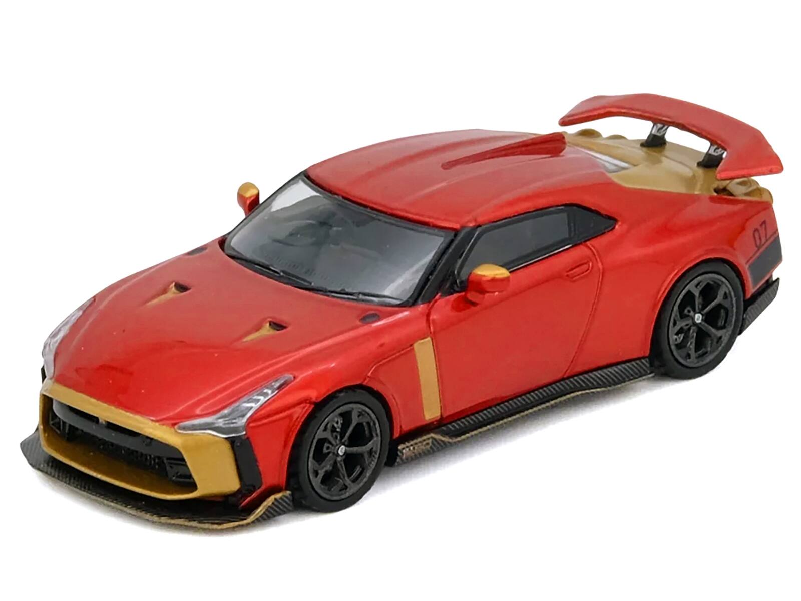 Alt View 2. Inno Models - Nissan GT-R50 By ItalDesign Red Metallic with Gold Accents 1/64 Diecast Model Car by Inno Models.