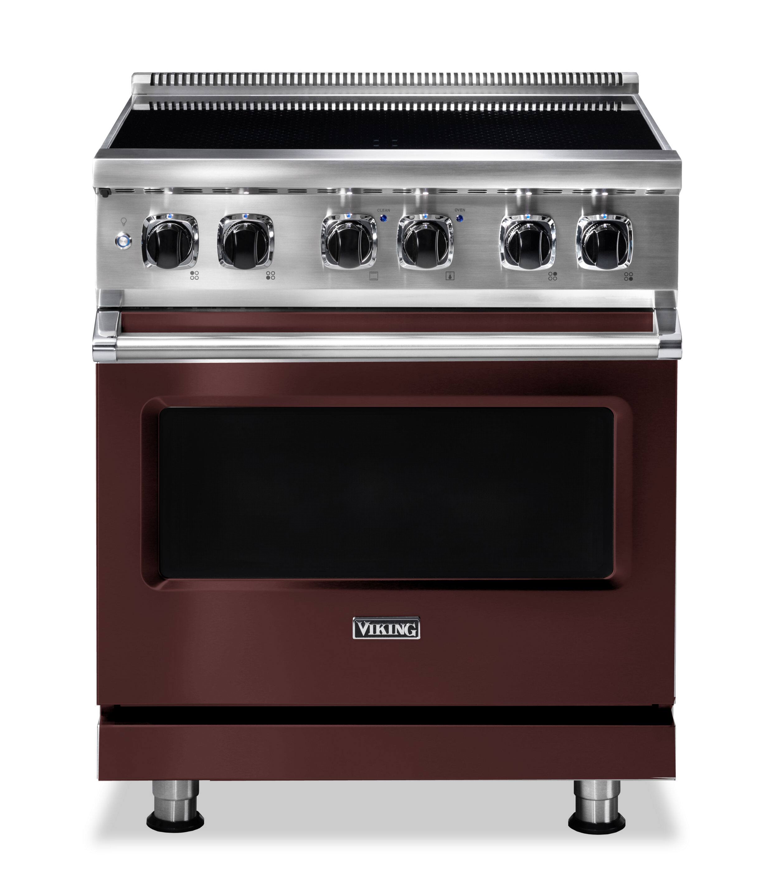 Front. Viking - 5 Series 4.7 Cu. Ft. Freestanding Electric Induction Range - Kalamata Red.