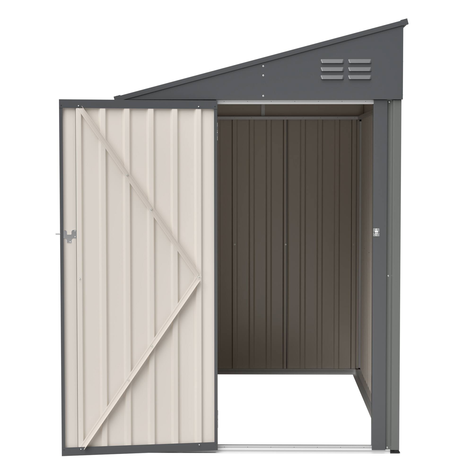 Alt View 7. Mondawe - 4x7 FT Lean-To Metal Outdoor Garden & Bike Shed with Lockable Door - Gray.