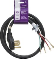 Smart Choice - 6' 30-Amp 4-Prong Dryer Cord with Eyelet Terminals - Black - Front_Zoom