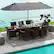 Alt View 1. Costway - 11 PCS Patio Dining Set with 15ft Double-Sided Patio Umbrella (Base Included) - Mix Brown + Grey.