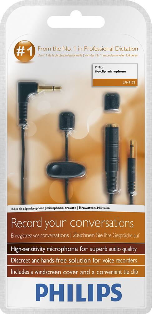 Alt View 11. Philips - LFH9173 Clip-on microphone - Black.