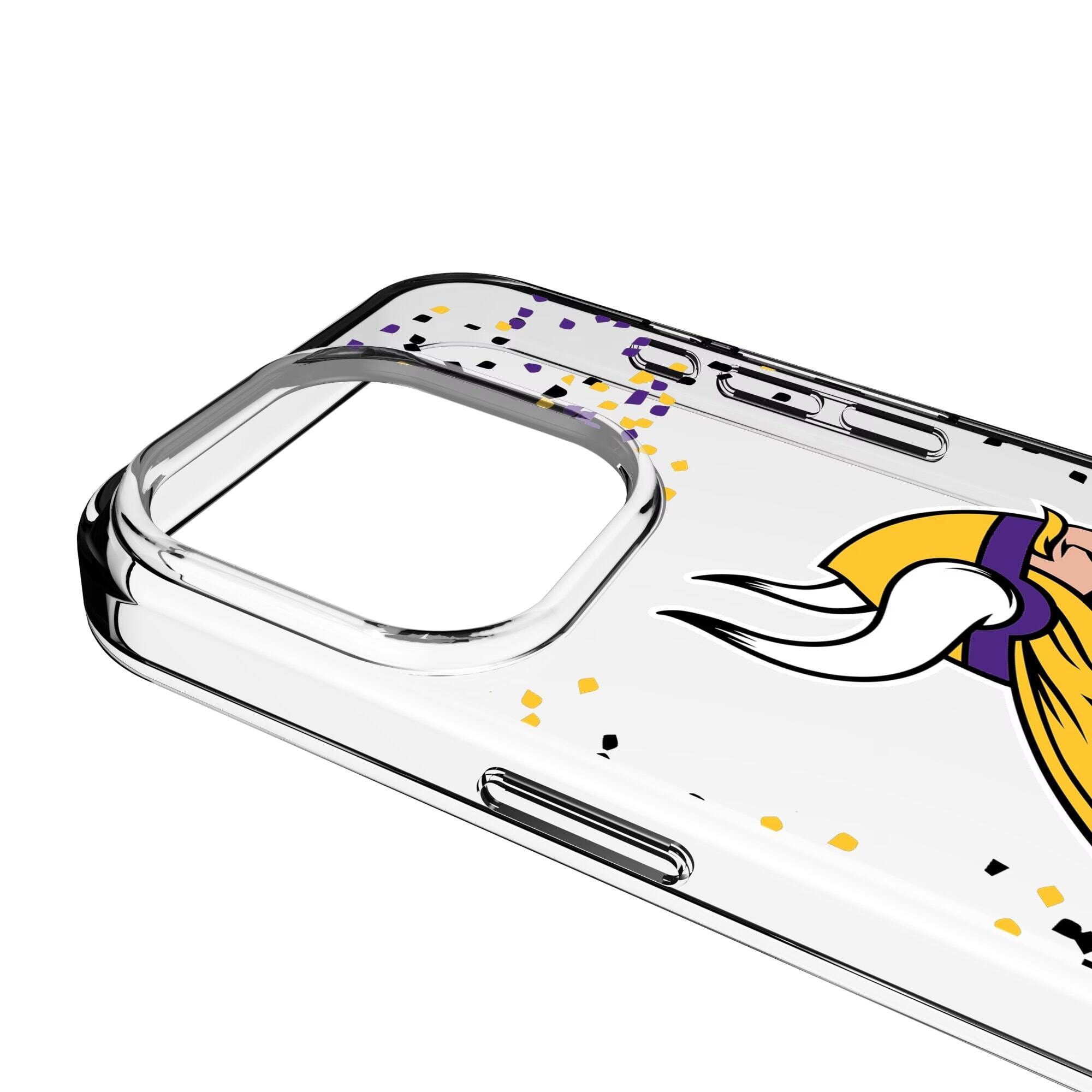 Alt View 2. Keyscaper - Minnesota Vikings iPhone Clear Case with Confetti Design - 14 Pro - Multicolor.