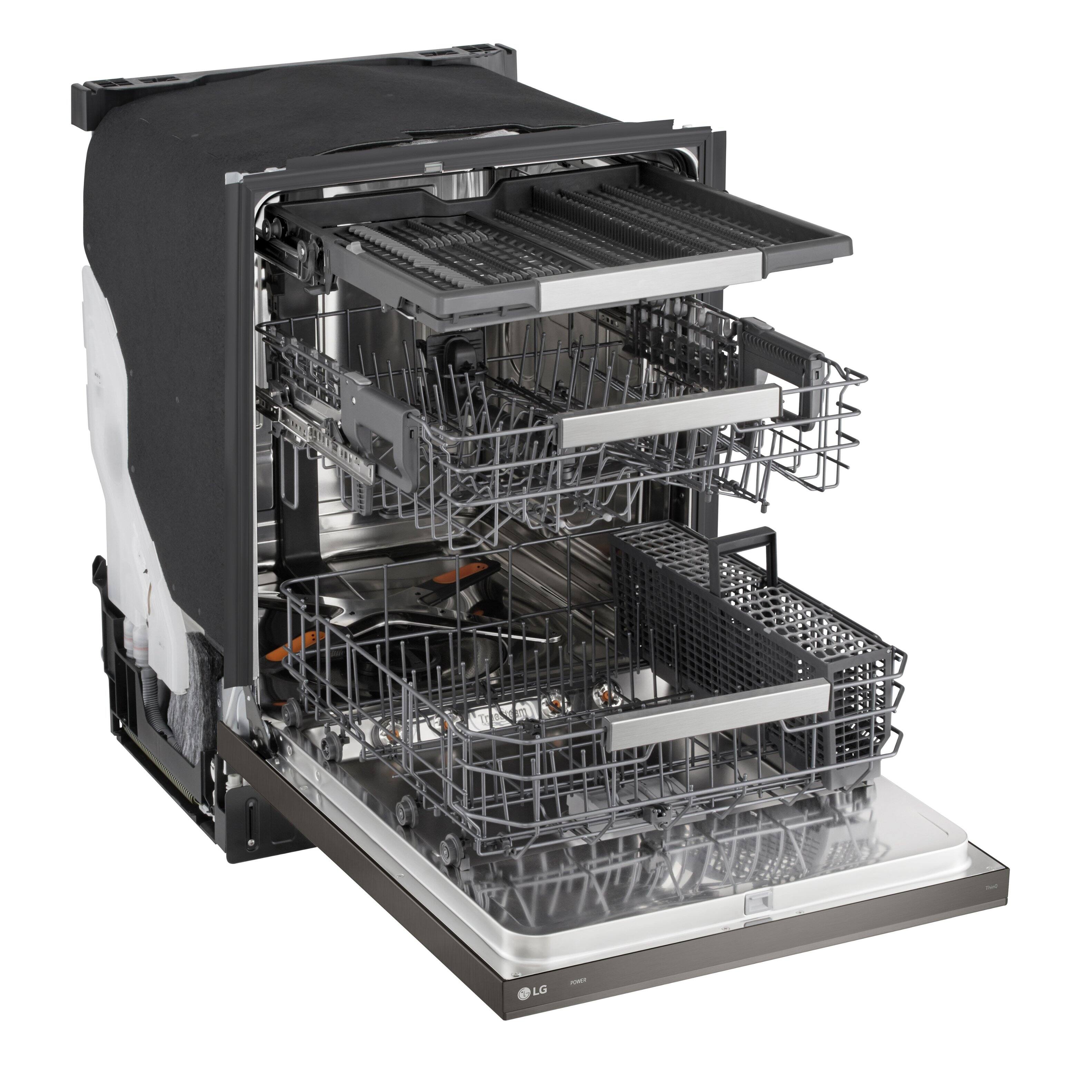 Alt View 13. LG - FlushFit 24" Top Control Smart Built-In Stainless Steel Tub Dishwasher with 3rd Rack, 1-Hour Wash & Dry Cycle and 42dBA - Black Stainless Steel.