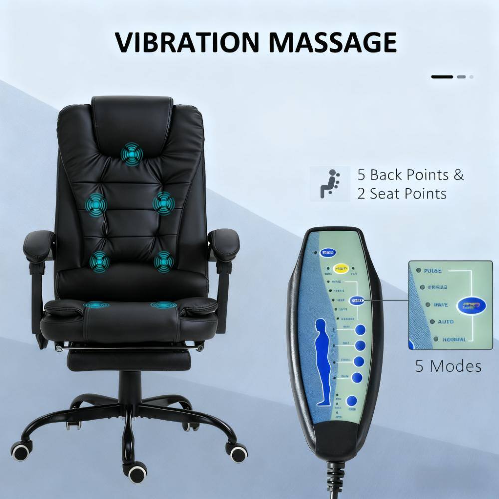 Vibration Massage  
5 Back Points & 2 Seat Points  
Pulse, Press, Wave, Auto, Normal  
5 Modes