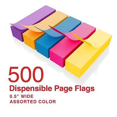500 Dispensable Page Flags  
0.5" Wide  
Assorted Color