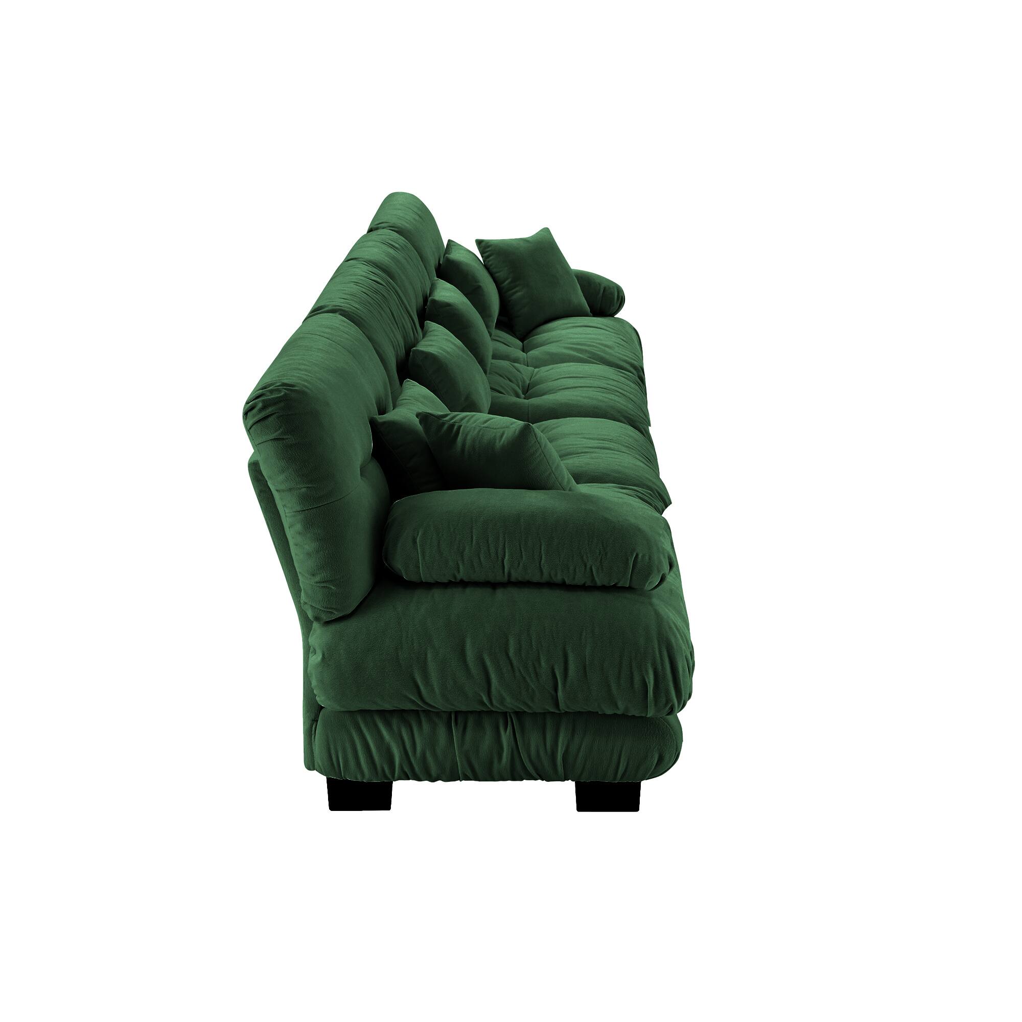Alt View 9. LOVMOR - 4 Seater Chenille Modular Sectional Couch Deep Seat Compressed Pack For Living Room Apartment Office Plush Den - Green.