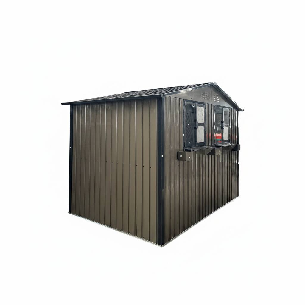 Alt View 10. Loheer - Loheer 6x9 Metal Storage Shed Outdoor Tool Shed with Window Lockable Double Doors Waterproof Garden Shed Brown Black.