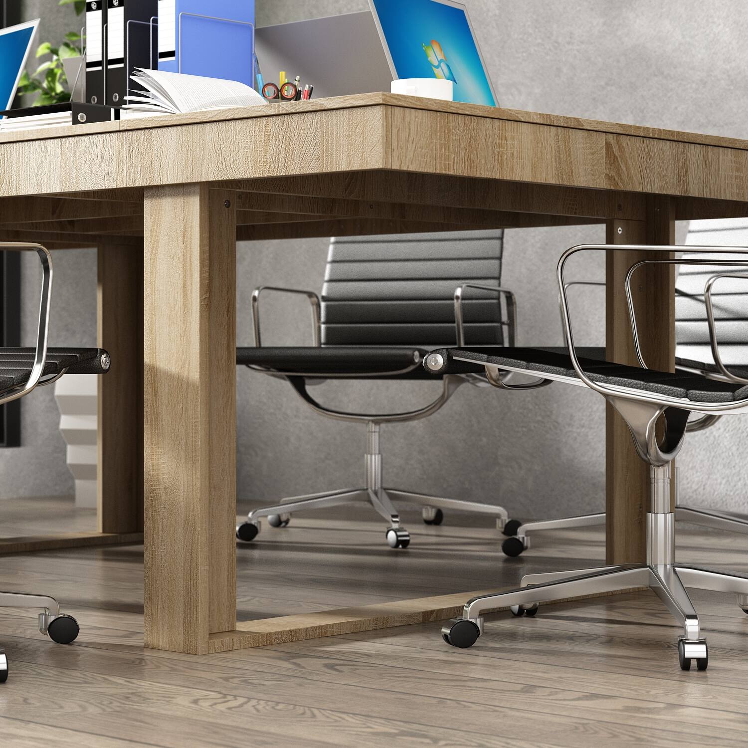Alt View 6. FUFU&GAGA - FUFU&GAGA Modern Office Conference Table - Multipurpose Meeting, Team Collaboration & Workspace Desk - Wooden.