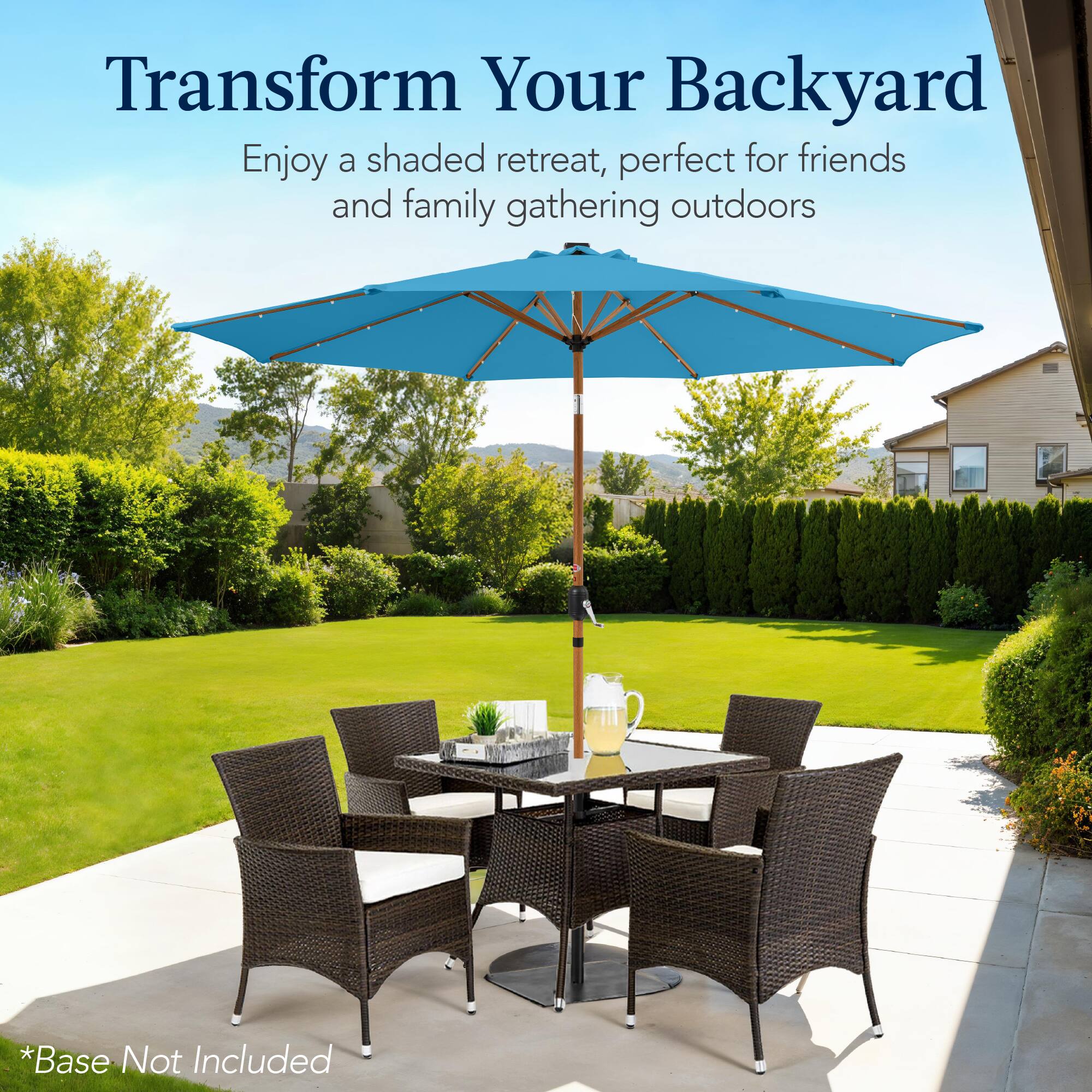Transform Your Backyard

Enjoy a shaded retreat, perfect for friends and family gatherings outdoors.

*Base Not Included