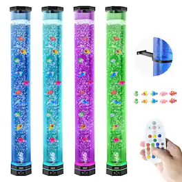 VEVOR - Sensory Bubble Tube Lamp, 3.3 ft Bubble Fish Tube, Sensory Aquarium Lamp with 10 Floating Fish & 16 Color Effects - Black