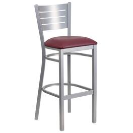 Flash Furniture - HERCULES Series Silver Slat Back Metal Restaurant Barstool - Vinyl Seat - Burgundy