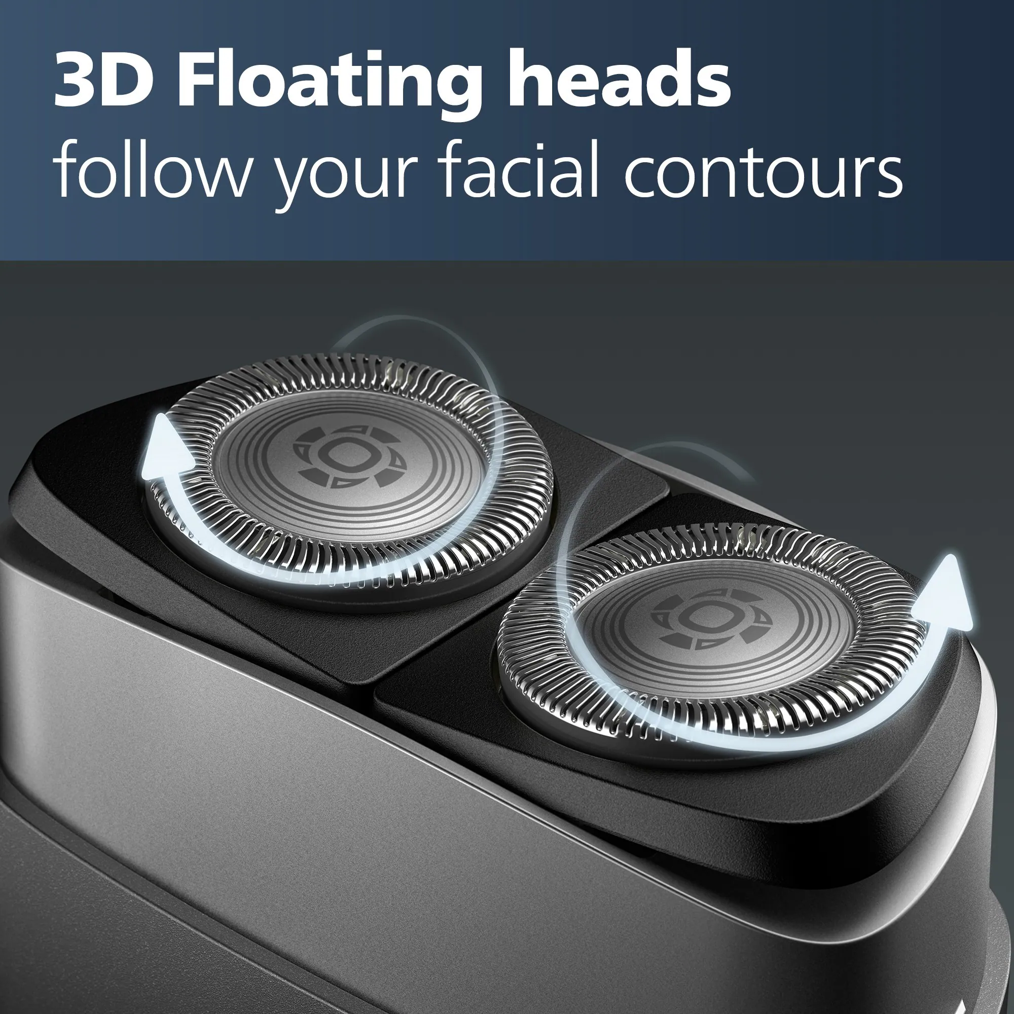 3D Floating heads follow your facial contours.