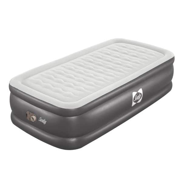 Sealy - Tritech Twin Sized 20" Air Mattress Bed 2 Person w/ Built-In AC Pump & Bag - Gray