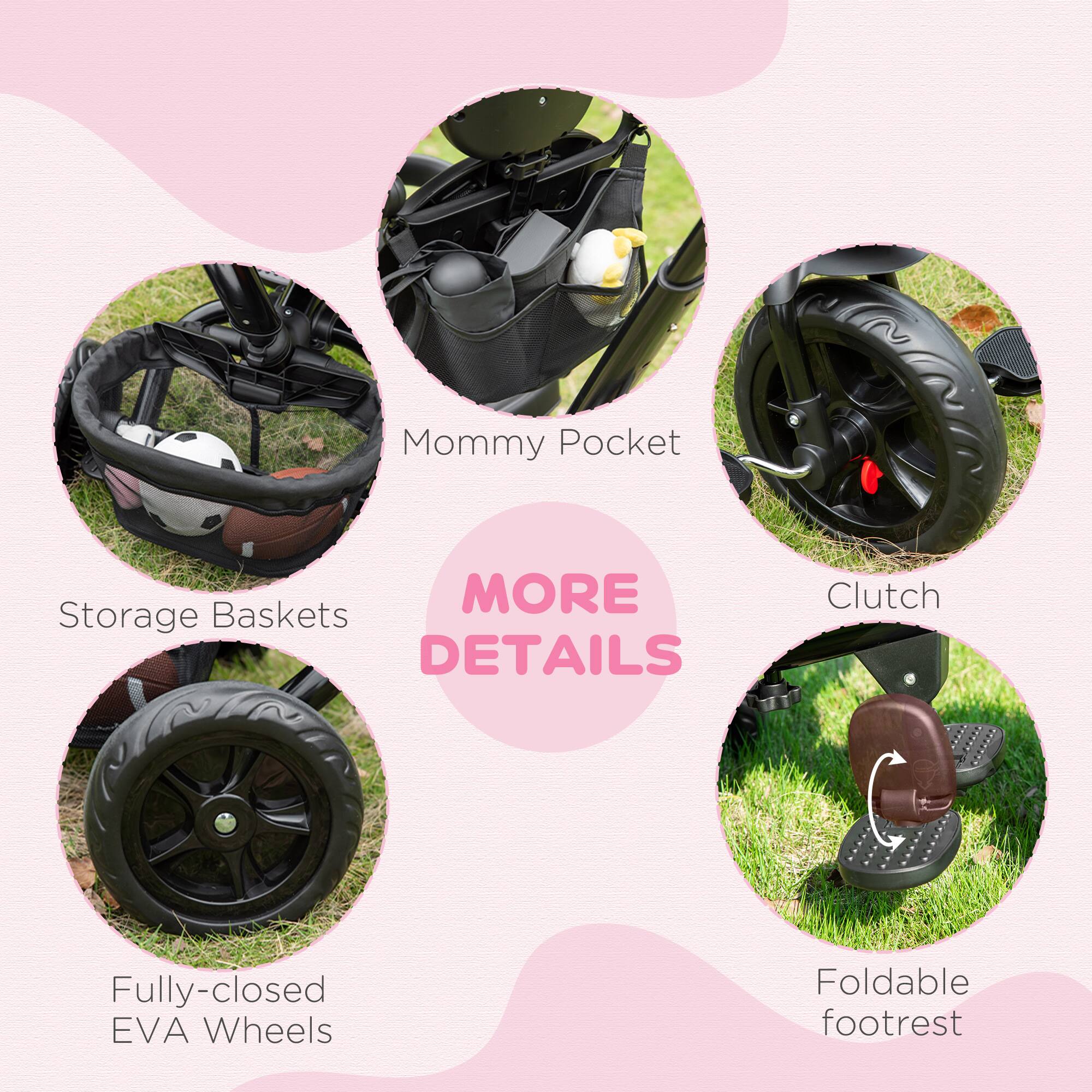 - Mommy Pocket
- Storage Baskets
- Fully-closed EVA Wheels
- Clutch
- Foldable footrest

MORE DETAILS