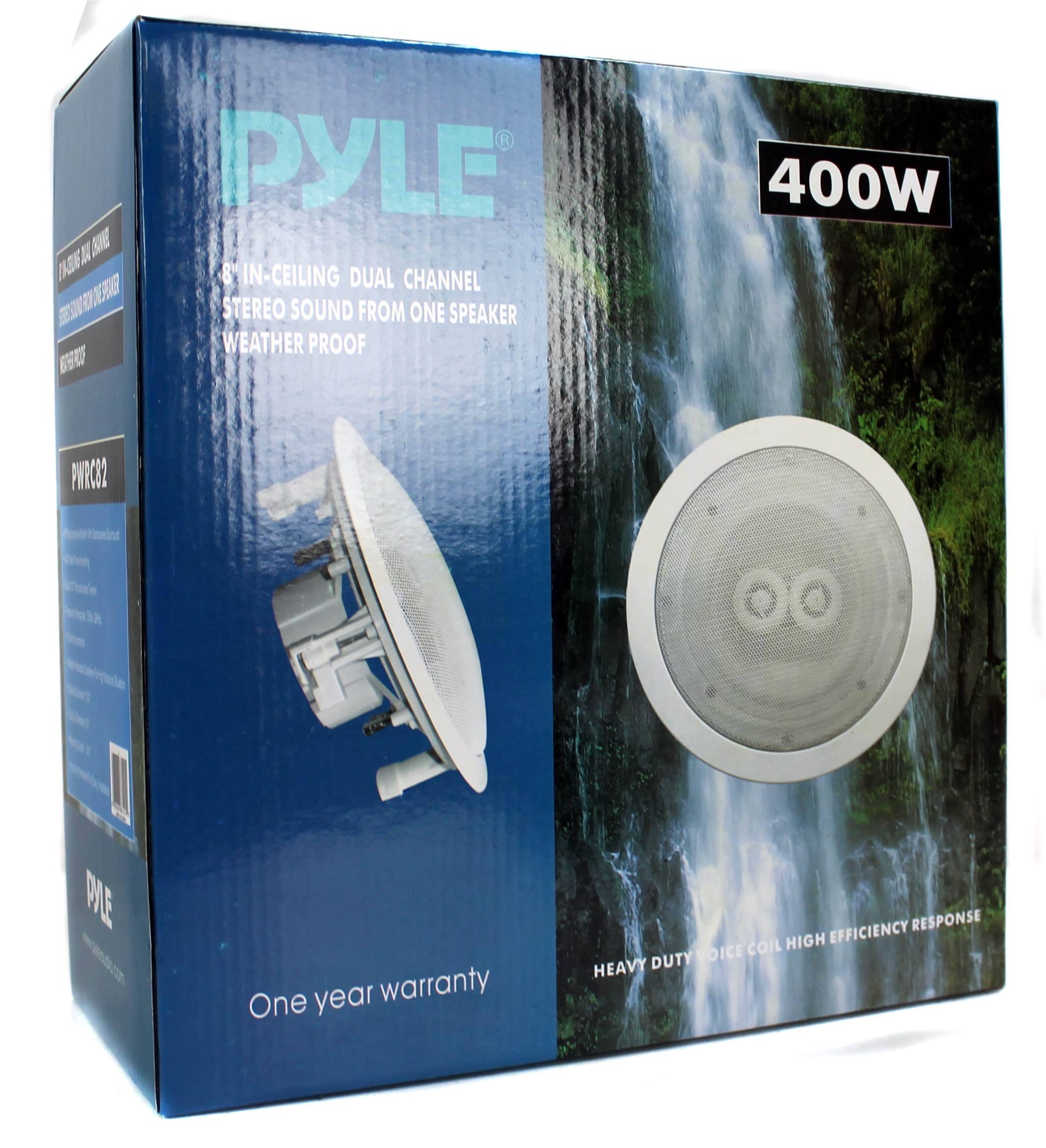 PYLE 8" IN-CEILING DUAL CHANNEL STEREO SOUND FROM ONE SPEAKER WEATHER PROOF 400W

One year warranty

HEAVY DUTY VOICE COIL HIGH EFFICIENCY RESPONSE