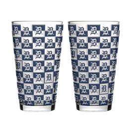 Logo Brands - Detroit Tigers Two-Pack Gridiron Stained 16oz. Pint Glass Set - Multicolor