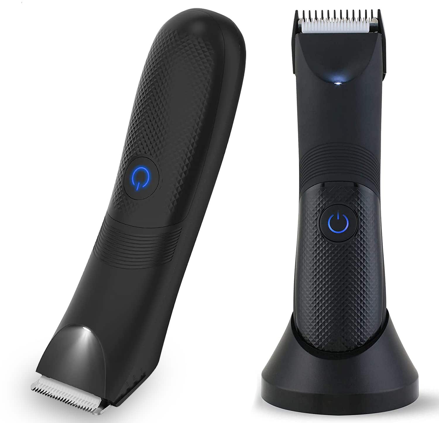 HATTEKER - Men’s Body & Groin Hair Trimmer, USB-C Rechargeable Groomer with LED Spotlight & Charging Dock Waterproof - Black