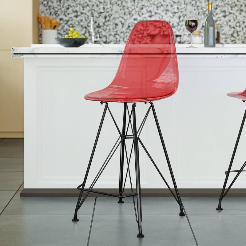 LeisureMod Cresco Modern Acrylic Barstool, Swivel Counter Height Stool ...