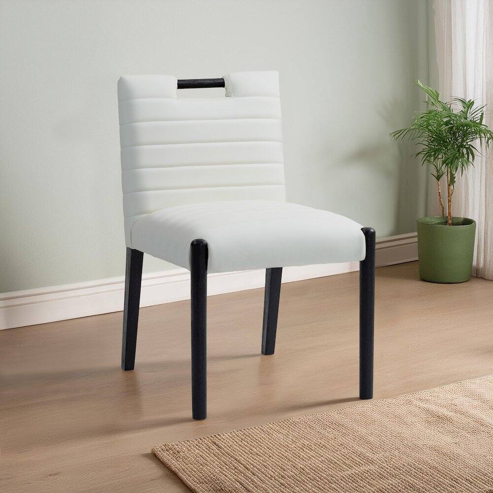 Alt View 1. Meridian Furniture - Aimee Cream Vegan Leather Dining Side Chair, Set of 2 - Beige.
