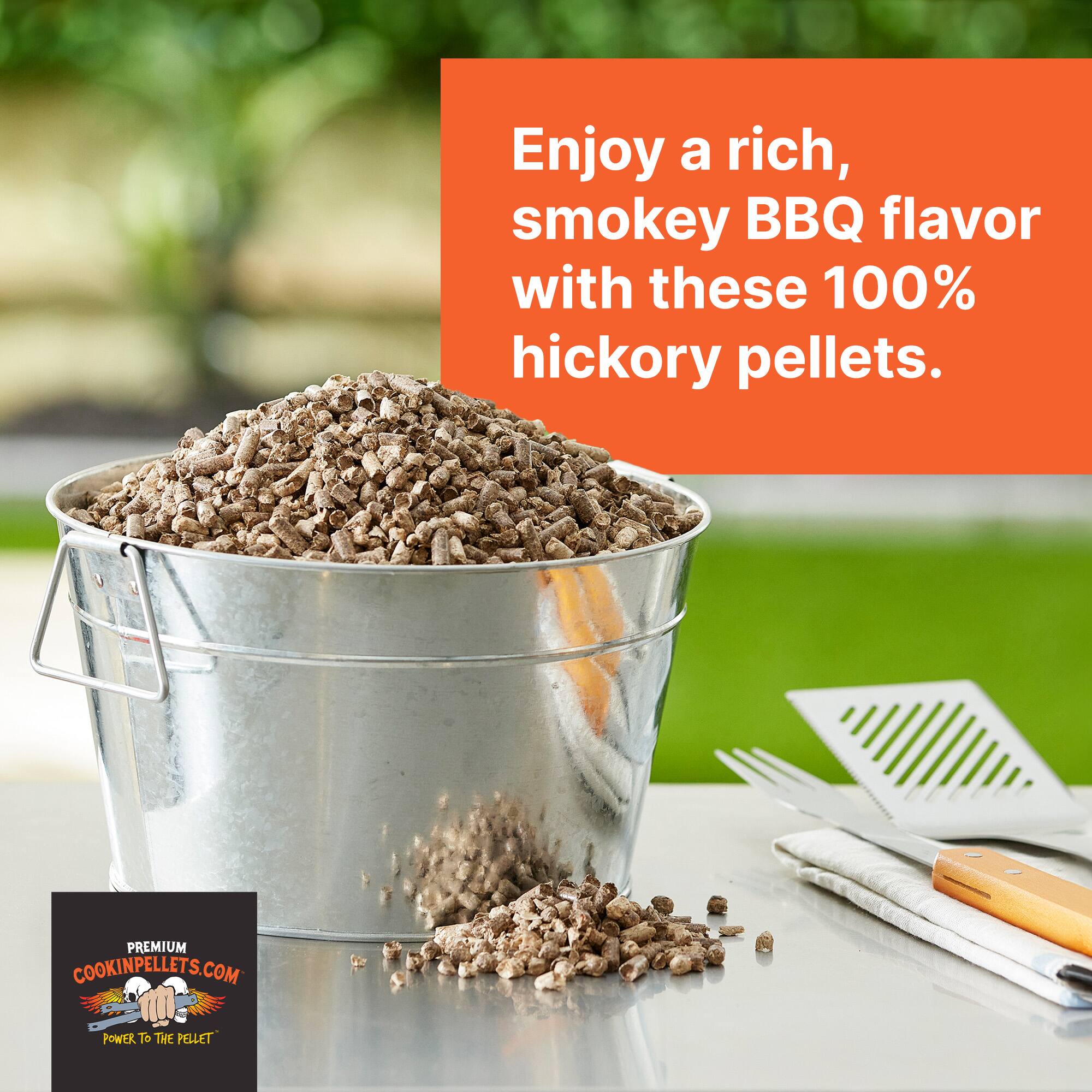 Enjoy a rich, smokey BBQ flavor with these 100% hickory pellets.

PREMIUM COOKINPELLETS.COM
POWER TO THE PELLET