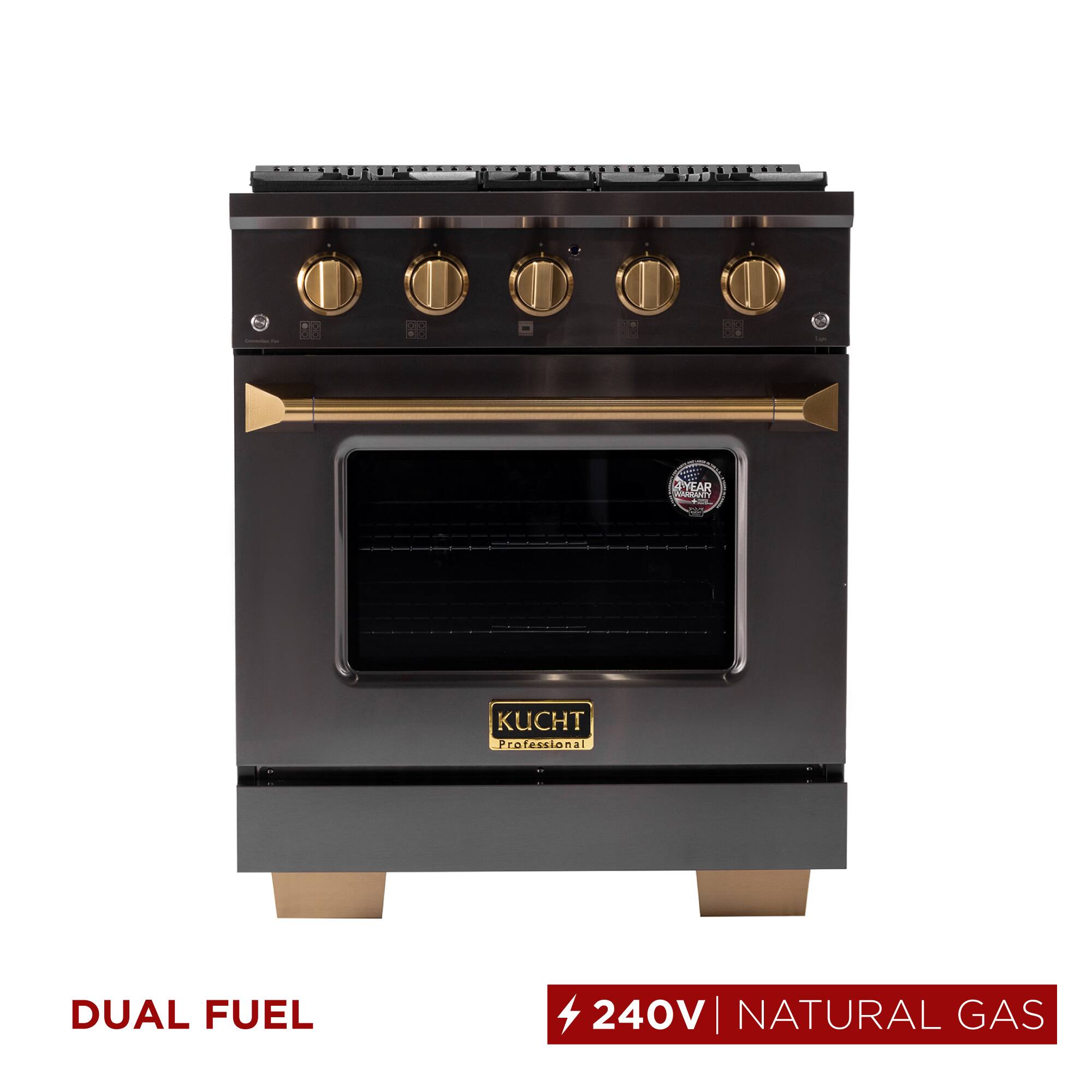 Kucht - Gemstone 30" Dual Fuel Range for Natural Gas, Sealed Burners & Convection Oven – Gemstone Finish - Gemstone
