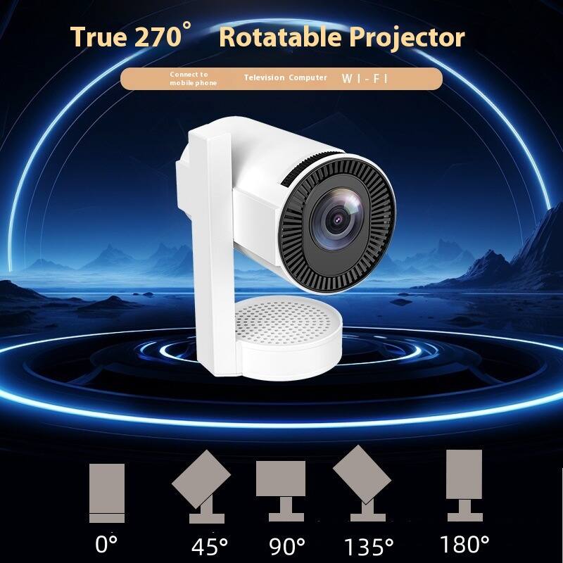 True 270° Rotatable Projector  
Connect to mobile phone, Television, Computer, WI-FI  
0°, 45°, 90°, 135°, 180°