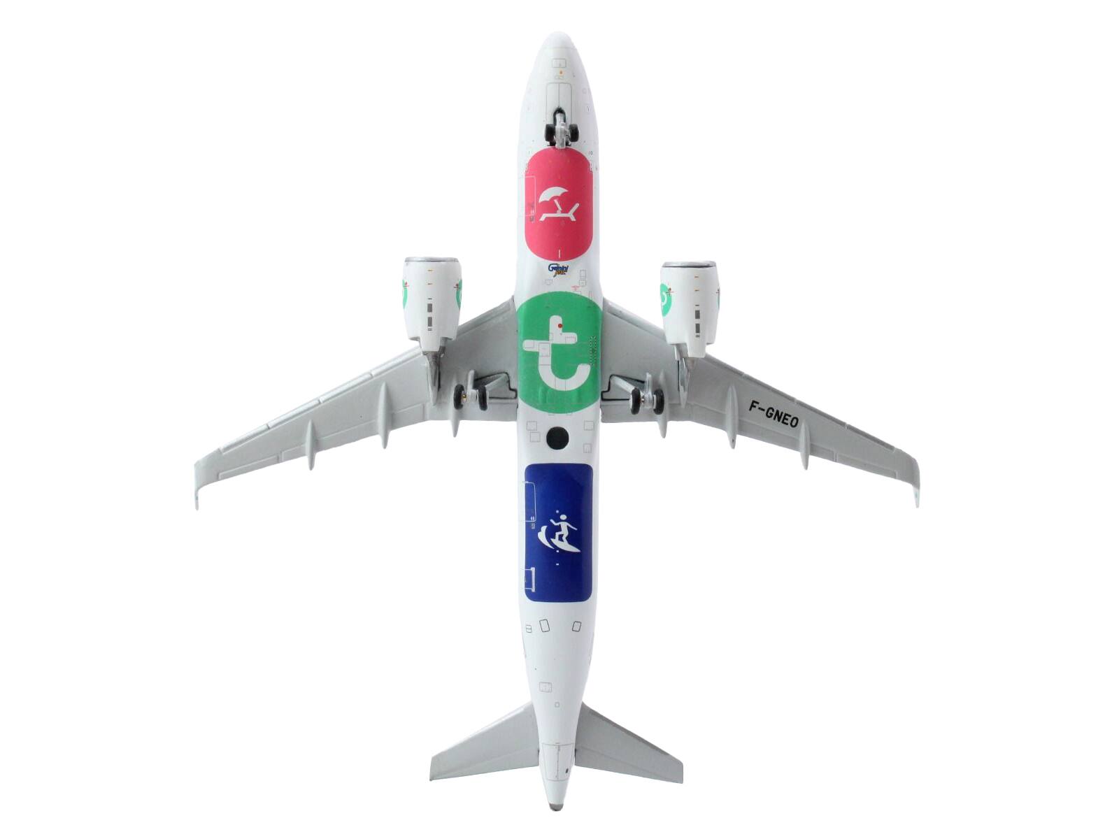 Left. GeminiJets - Airbus A320neo Commercial Aircraft Transavia Airlines (F-GNEO) White with Green Tail 1/400 Diecast Model Airplane - White with Green.