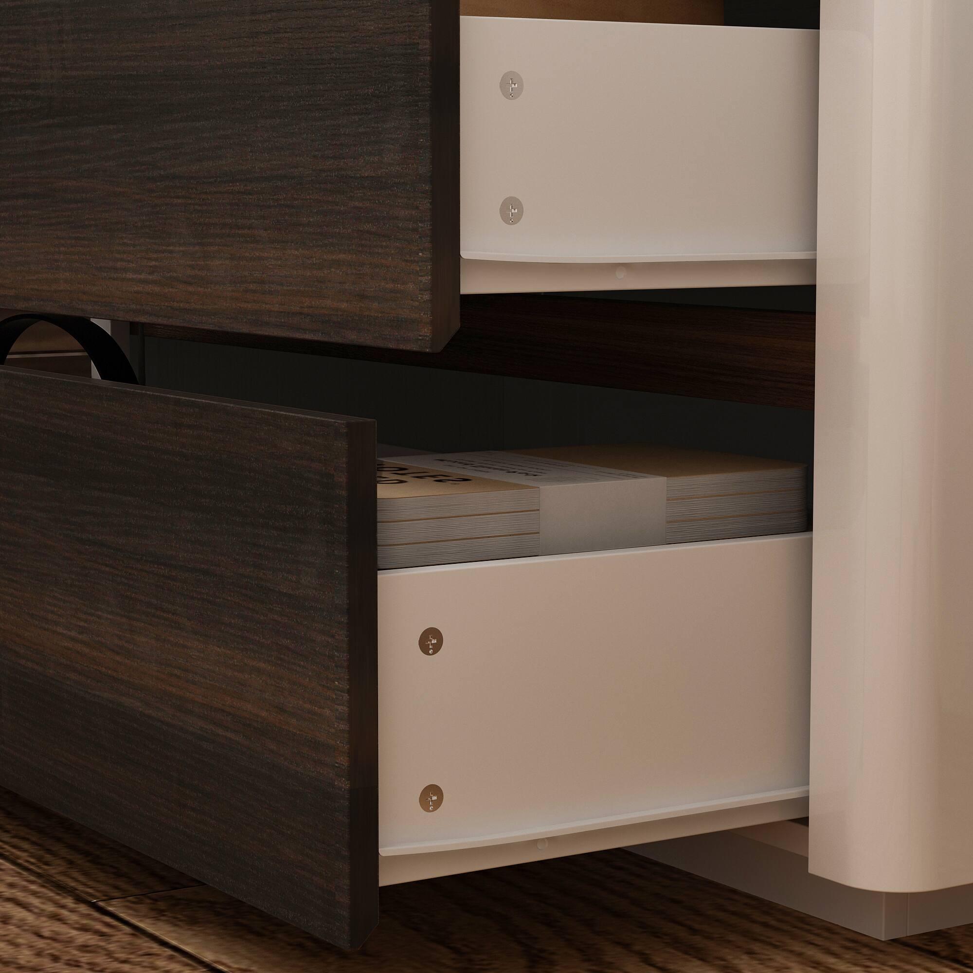 Alt View 7. Famapy - Famapy Modern Multi - Drawer Nightstand: Smart Storage with Adjustable Lighting - Brown & White.