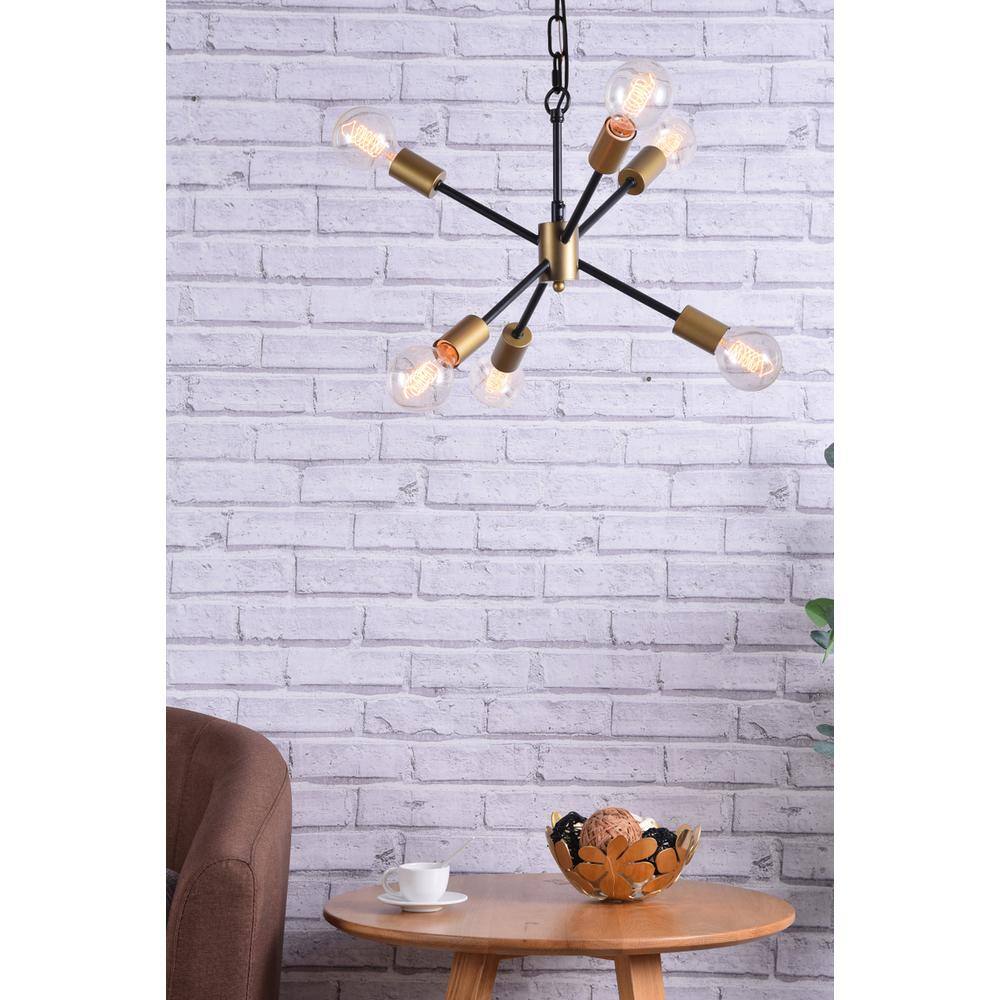 Alt View 2. Living District - Nolan 6 Light matte black Pendant - Matte Black.