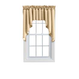 Ellis Curtain - Ellis Stacey Solid Color Window 3" Rod Pocket High Quality Fabric Lined Swag Set 126"x36" - Almond