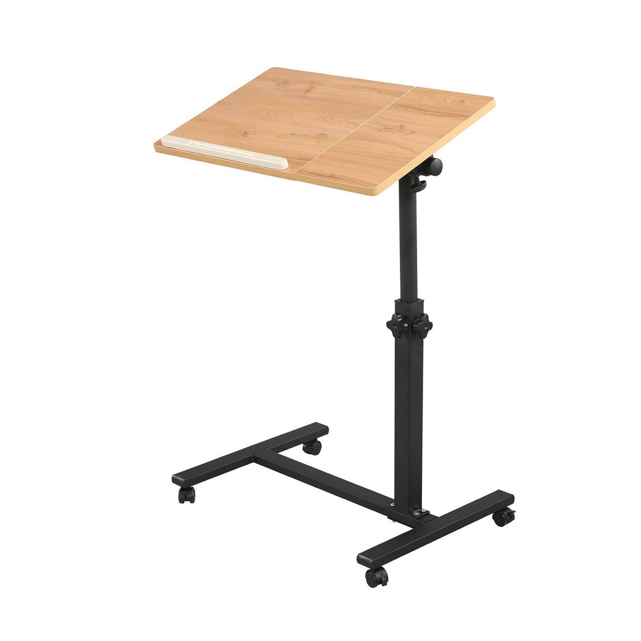 Front. CovertSafe - Overbed Rolling Laptop Desk Adjustable Tilting Table - Wood.