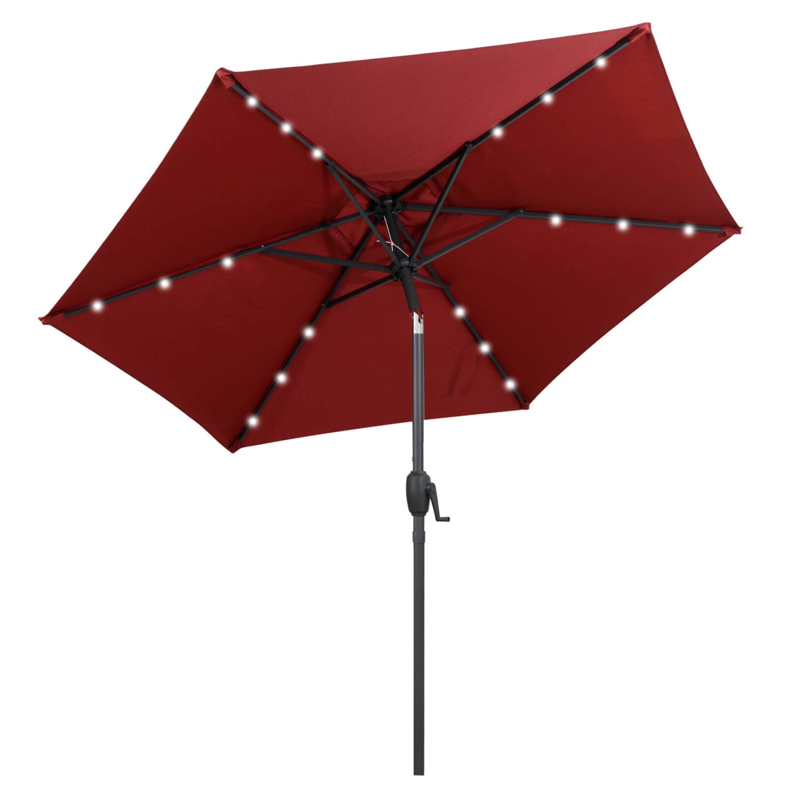 Alt View 9. Costway - Costway 7.5 ft Solar Powered Patio Umbrella with LED Lights Push Button Tilt Crank Handle - Red.