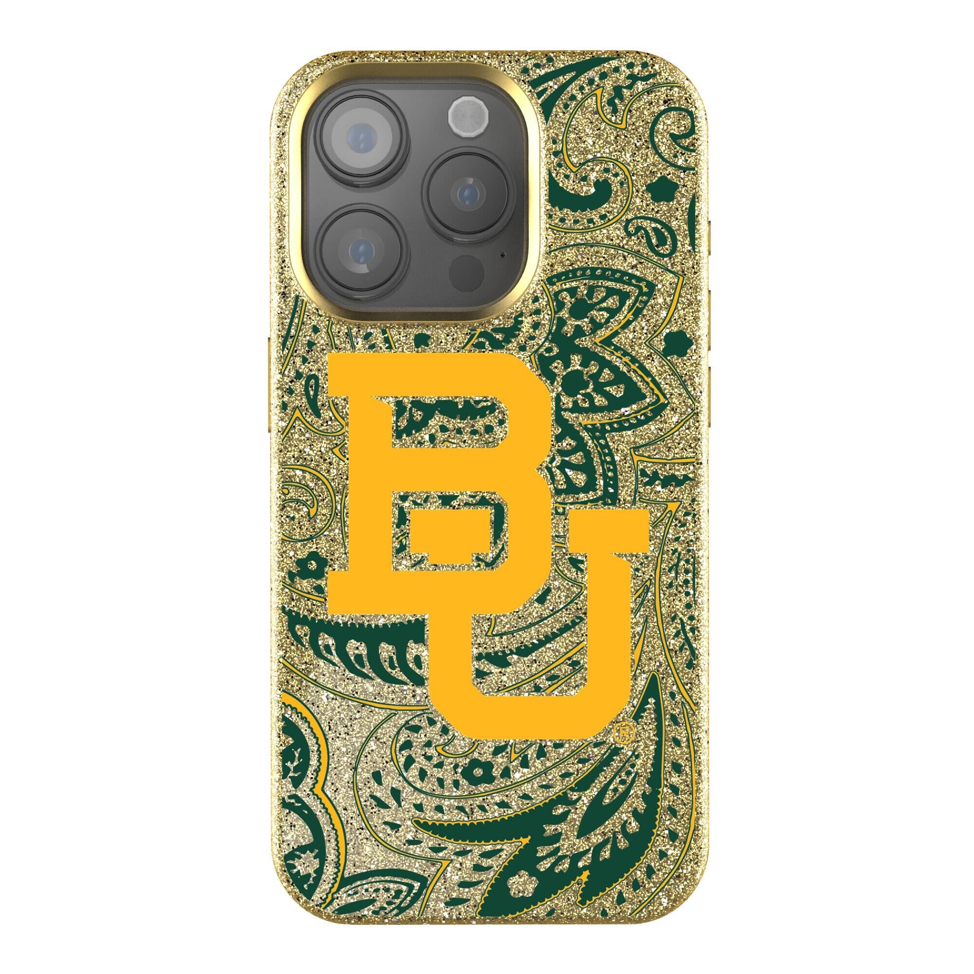 Front. Keyscaper - Baylor Bears Paisley Bling iPhone Case - 15 - Gold.