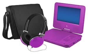 Ematic - 7" Portable DVD Player with Swivel Screen - Purple - Front_Standard