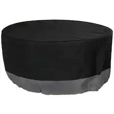 Front. Sunnydaze - 36 in 2-Tone Polyester Round Outdoor Fire Pit Cover - Black and Gray.