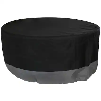 Front. Sunnydaze - 30 in 2-Tone Polyester Round Outdoor Fire Pit Cover - Black and Gray.
