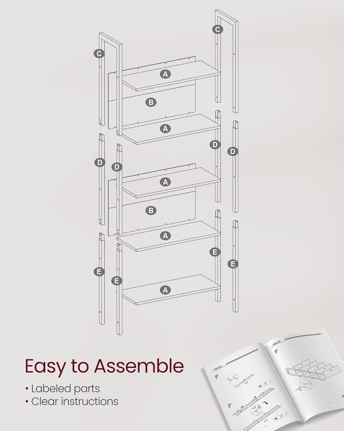 Easy to Assemble  
- Labeled parts  
- Clear instructions