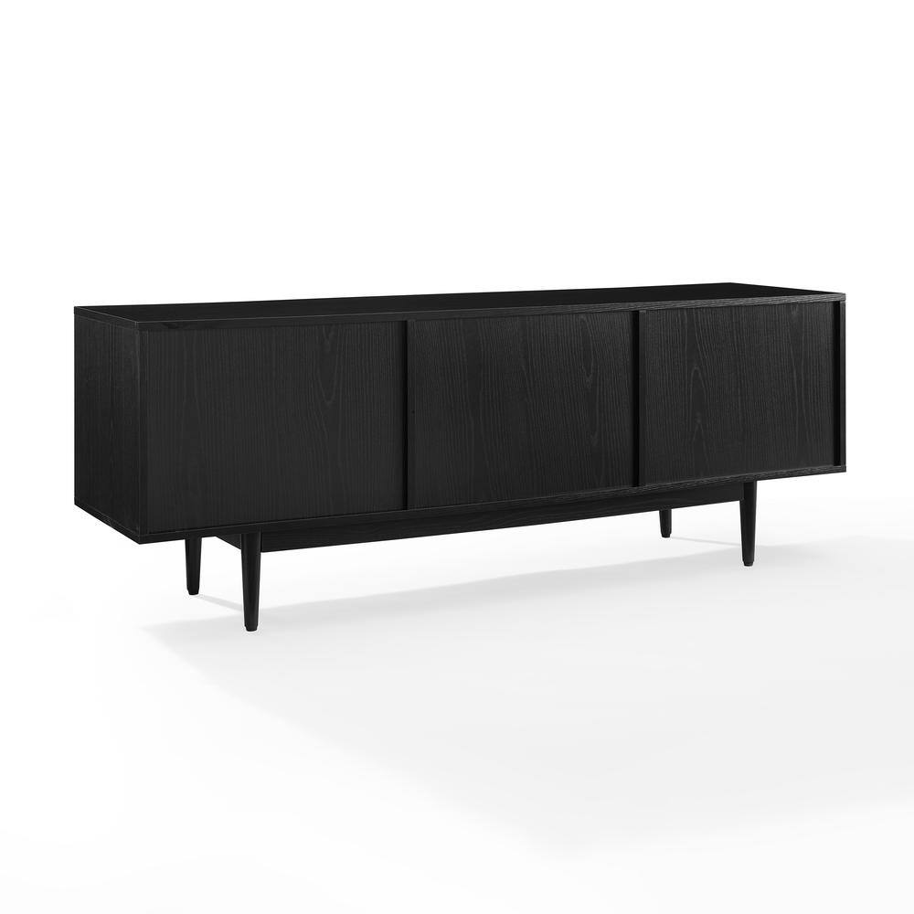 Left. Crosley Furniture - Liam Large Record Player Stand With Vinyl Storage - Black.