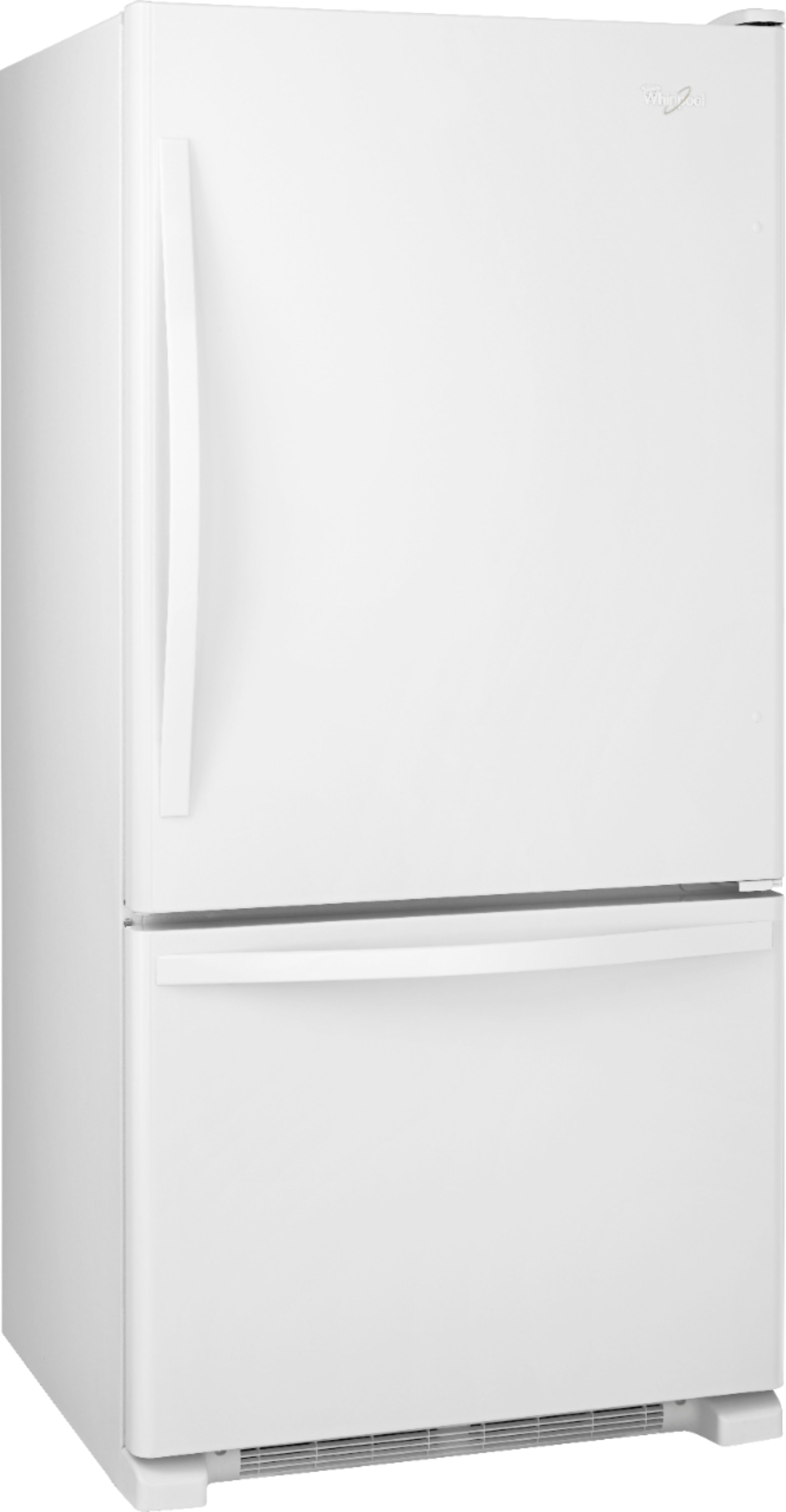 Angle View: Whirlpool - 22 Cu. Ft. Bottom-Freezer Refrigerator with SpillGuard Glass Shelves - White