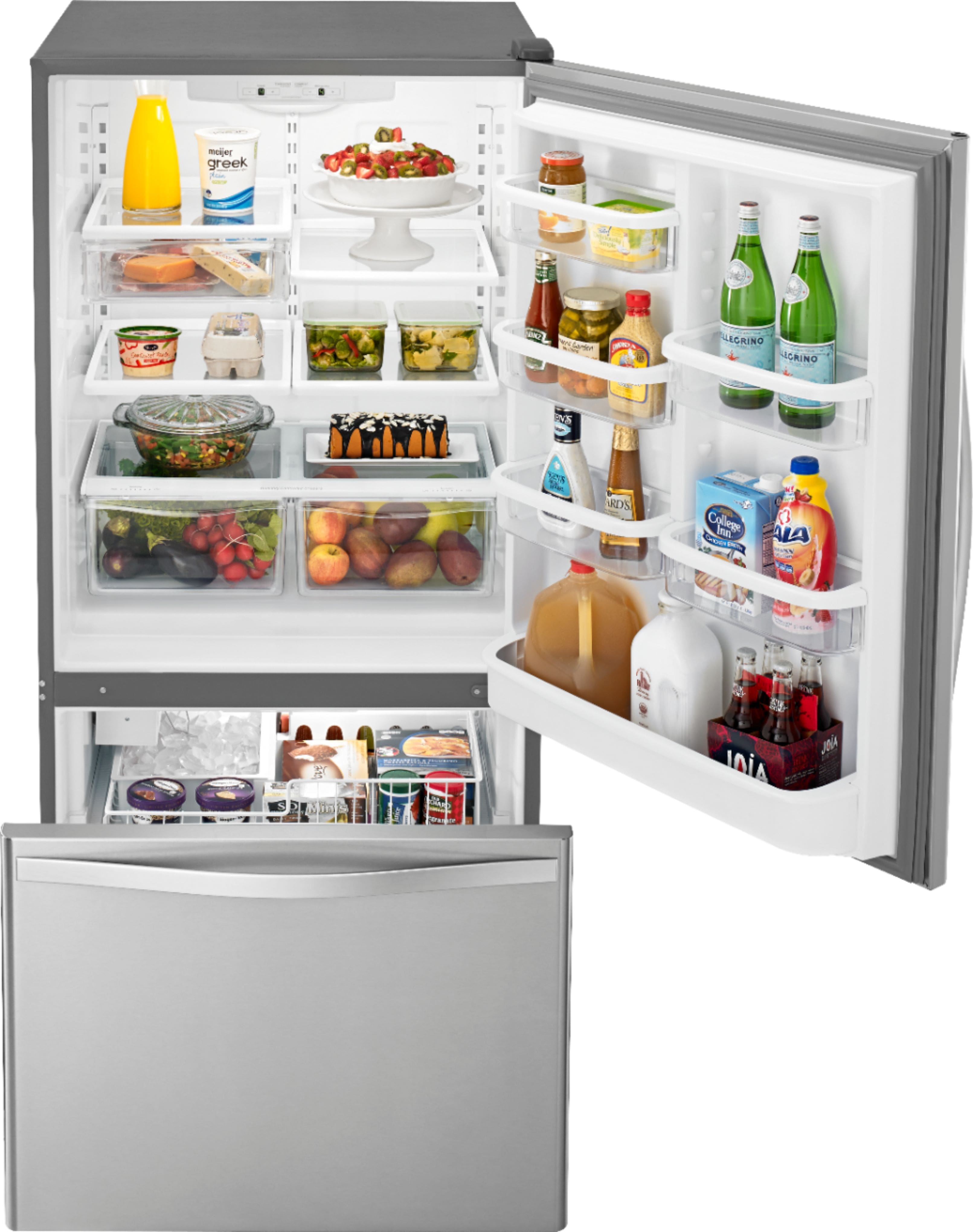 Alt View 3. Whirlpool - 18.7 Cu. Ft. Bottom-Freezer Refrigerator with Spillguard Glass Shelves - Monochromatic Stainless Steel.