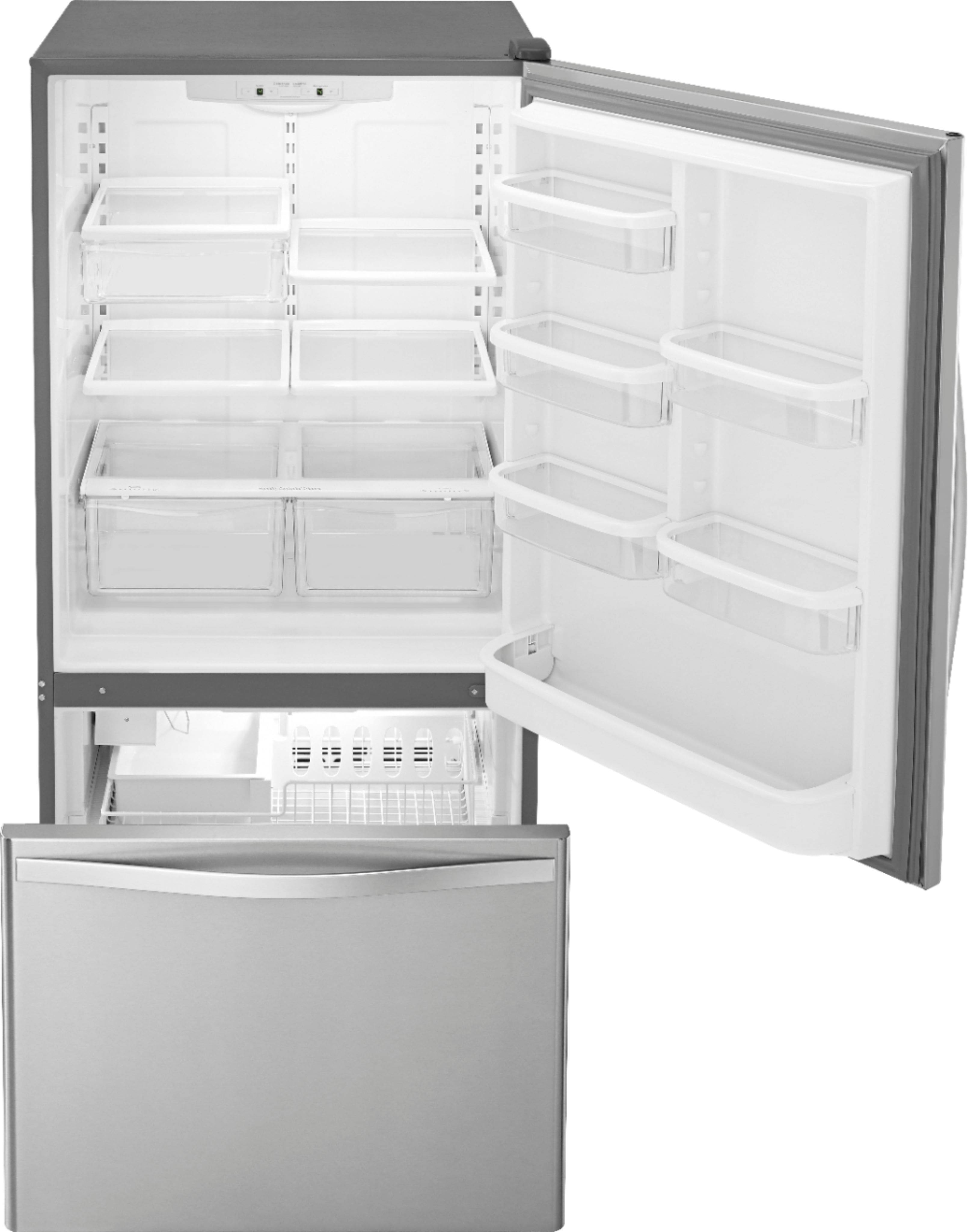 Alt View 4. Whirlpool - 18.7 Cu. Ft. Bottom-Freezer Refrigerator with Spillguard Glass Shelves - Monochromatic Stainless Steel.