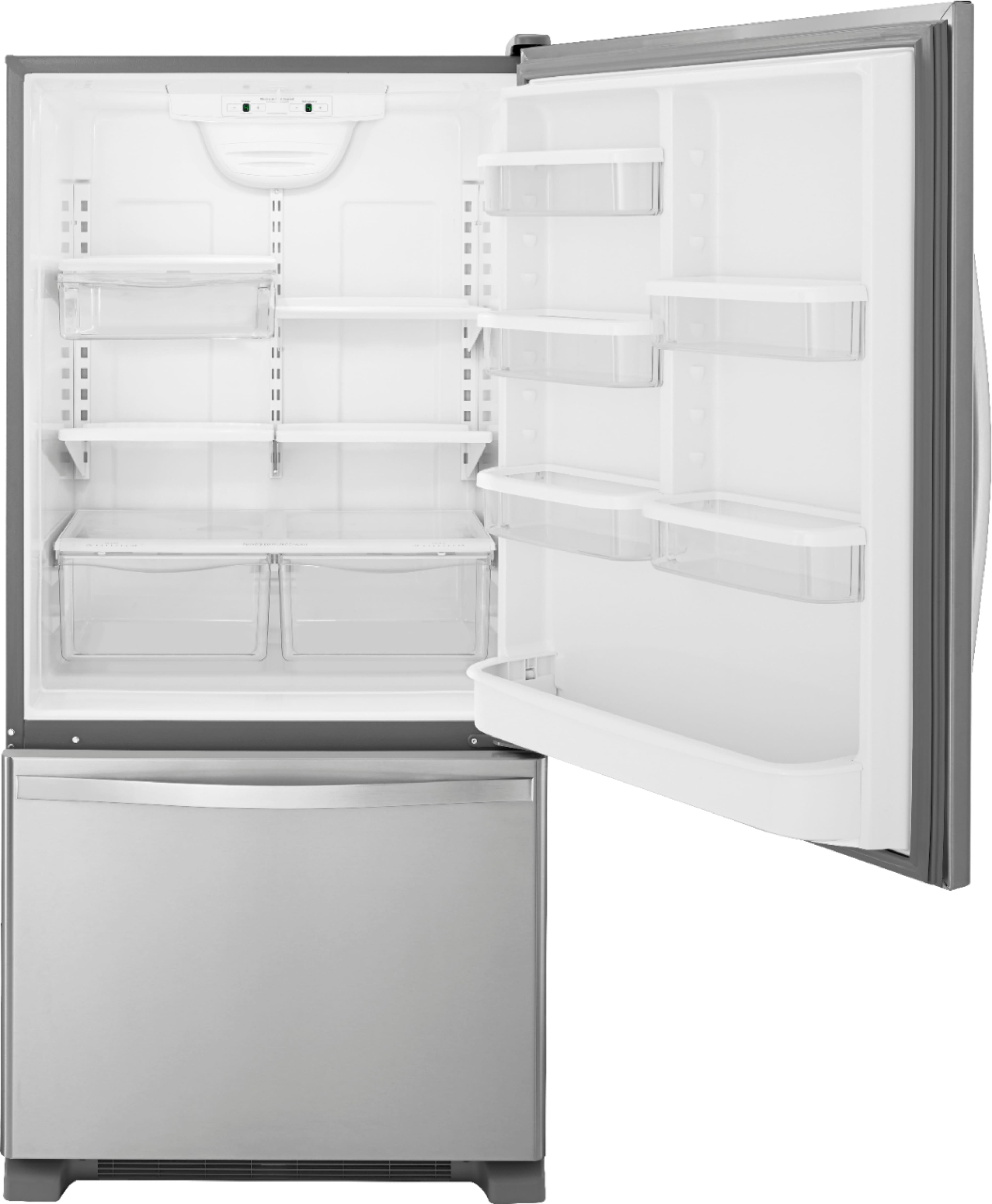 Alt View 1. Whirlpool - 18.7 Cu. Ft. Bottom-Freezer Refrigerator with Spillguard Glass Shelves - Monochromatic Stainless Steel.