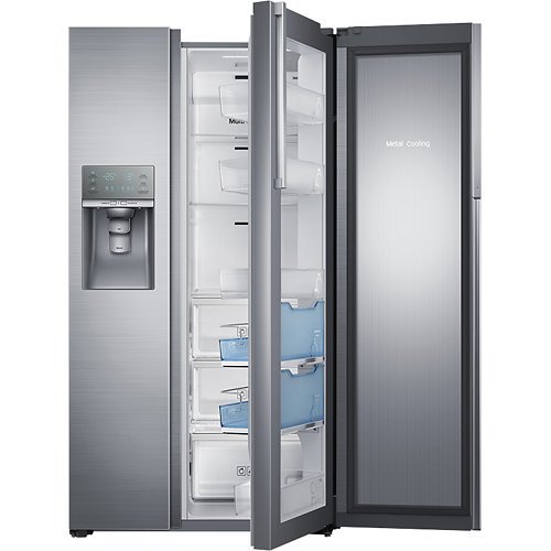 Samsung RH22H9010SR 21.5 Cu. Ft. Counter-Depth Side-by-Side Refrigerator with Thru-the-Door Ice and Water, Food ShowCase Door – Stainless-Steel