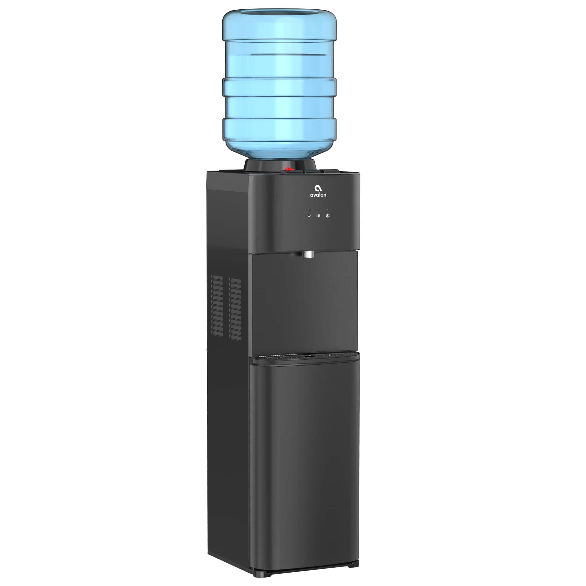 Angle. Avalon - A10 Top Loading Bottled Water Cooler - Black stainless steel.