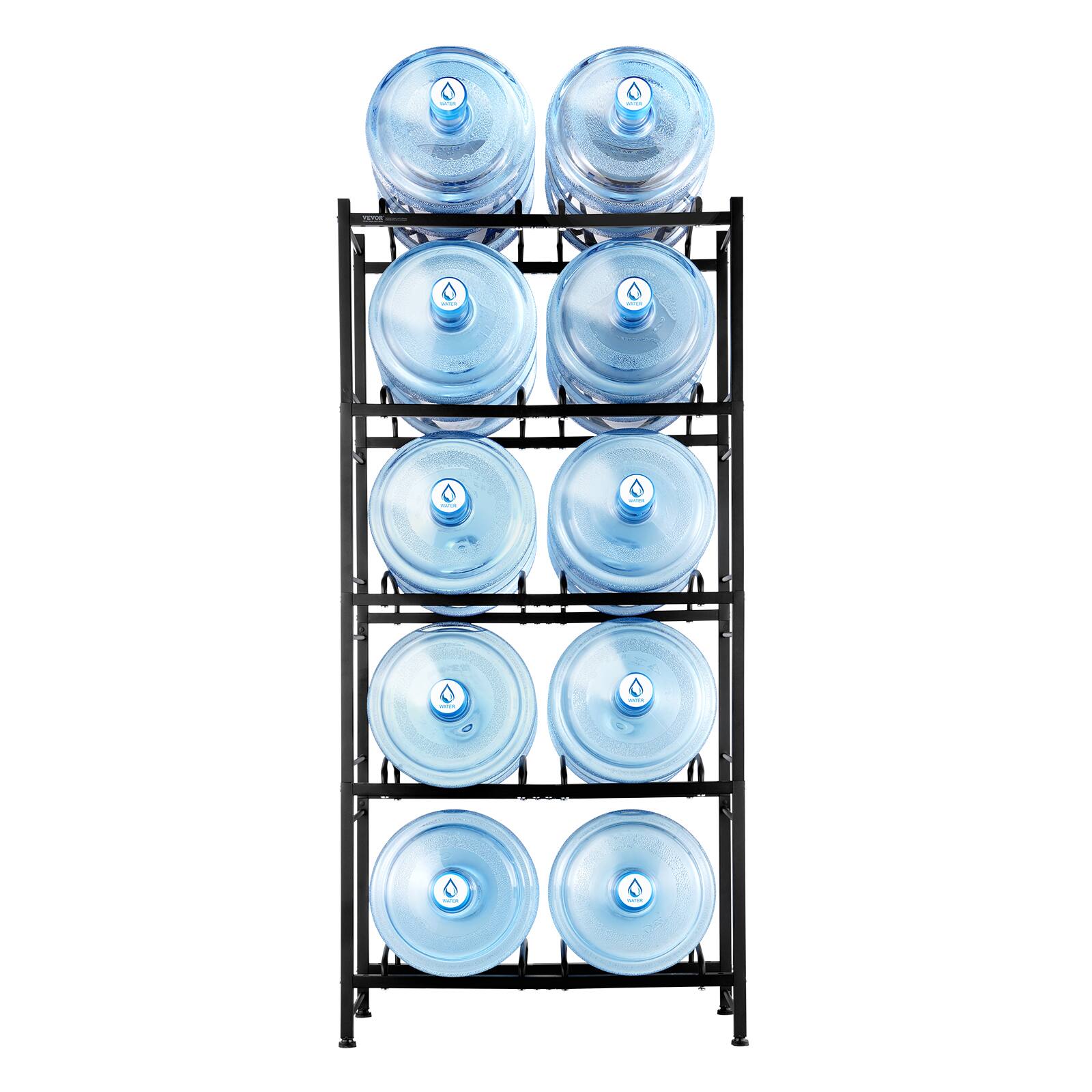 Alt View 5. VEVOR - 5 Tiers Water Jug Holder, 5 Gallon Water Bottle Holder, Double Row Water Bottle Rack for 10 Bottles - Silver.