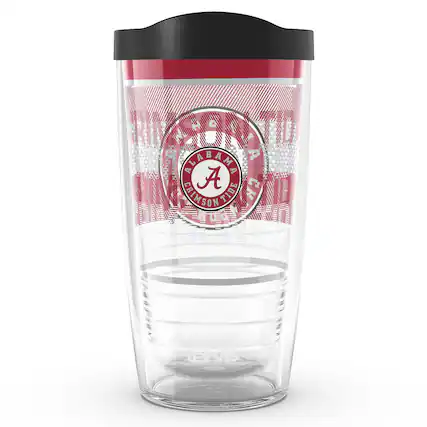 The text on the image reads:
"ALABAMA CRIMSON TIDE
A
ALABAMA CRIMSON TIDE"
The text is part of a design on the tumbler.
