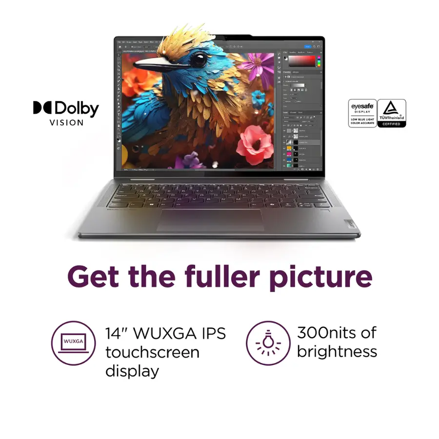 Dolby VISION Get the fuller picture 14" WUXGA IPS WUXGA touchscreen display 300nits of brightness