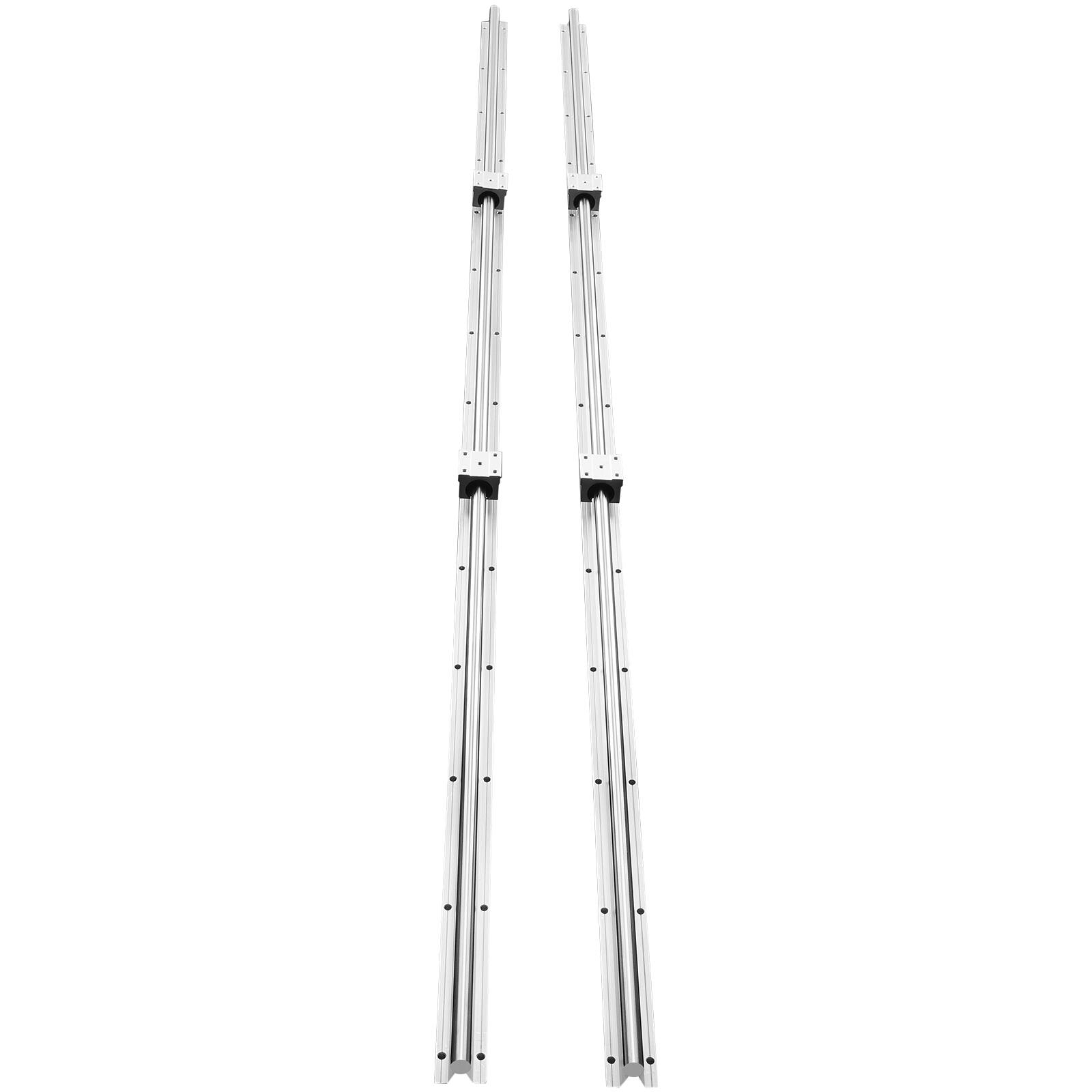 Alt View 5. VEVOR - Linear Motion Guide Kit, SBR20 1800mm, Includes 2 PCS 70.9 in/1800 mm SBR20 Rails and 4 PCS SBR20UU Bearing Blocks - Silver.